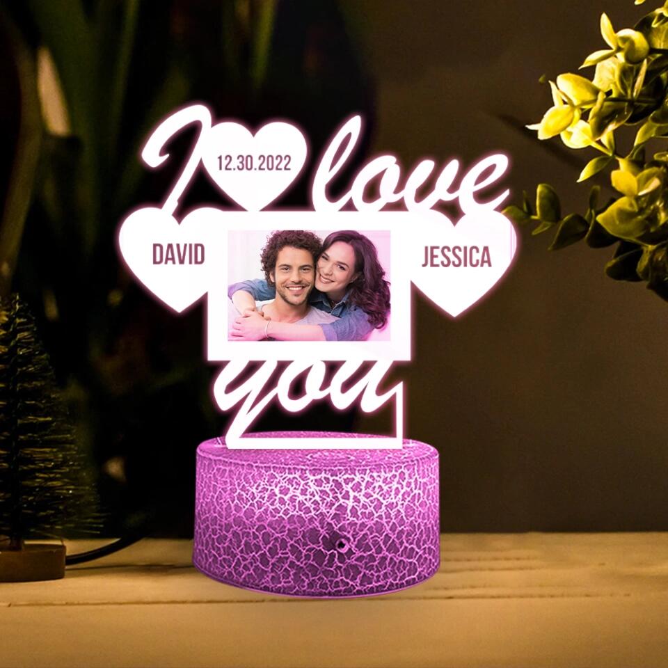 Personalized Valentine Gifts - I Love You - Personalized Upload Photo Printed Night Light - Gift For Couple On Valentine