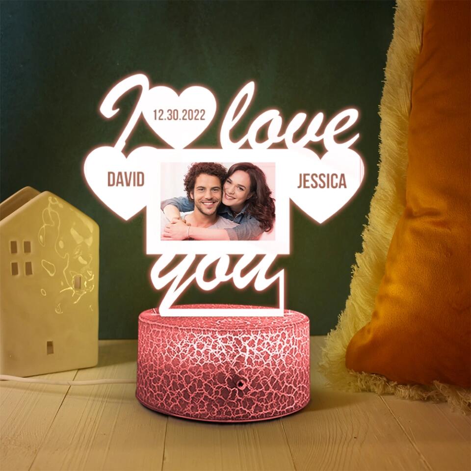 Personalized Valentine Gifts - I Love You - Personalized Upload Photo Printed Night Light - Gift For Couple On Valentine