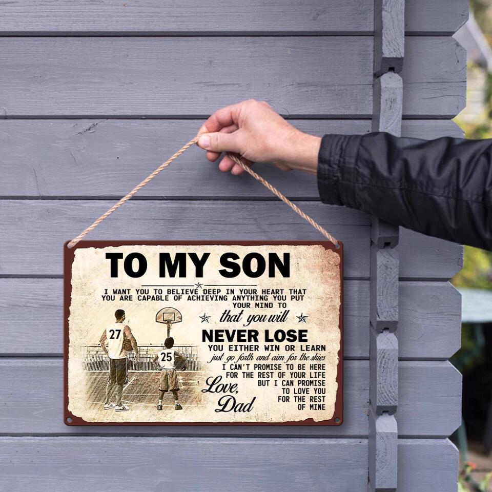 To My Son I Love You More Wall Art, Message From Dad - Printed Metal Sign Custom Number Wall Art - Best Dad's Gift For Son - 212IHPVSMT672
