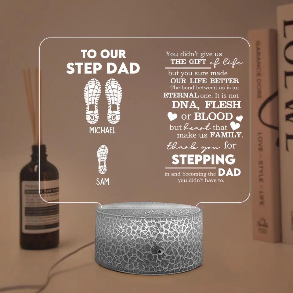 Fathers Day To Step Dad Dad And Kids Footprint Custom Acrylic Plaque Father's Day Gift