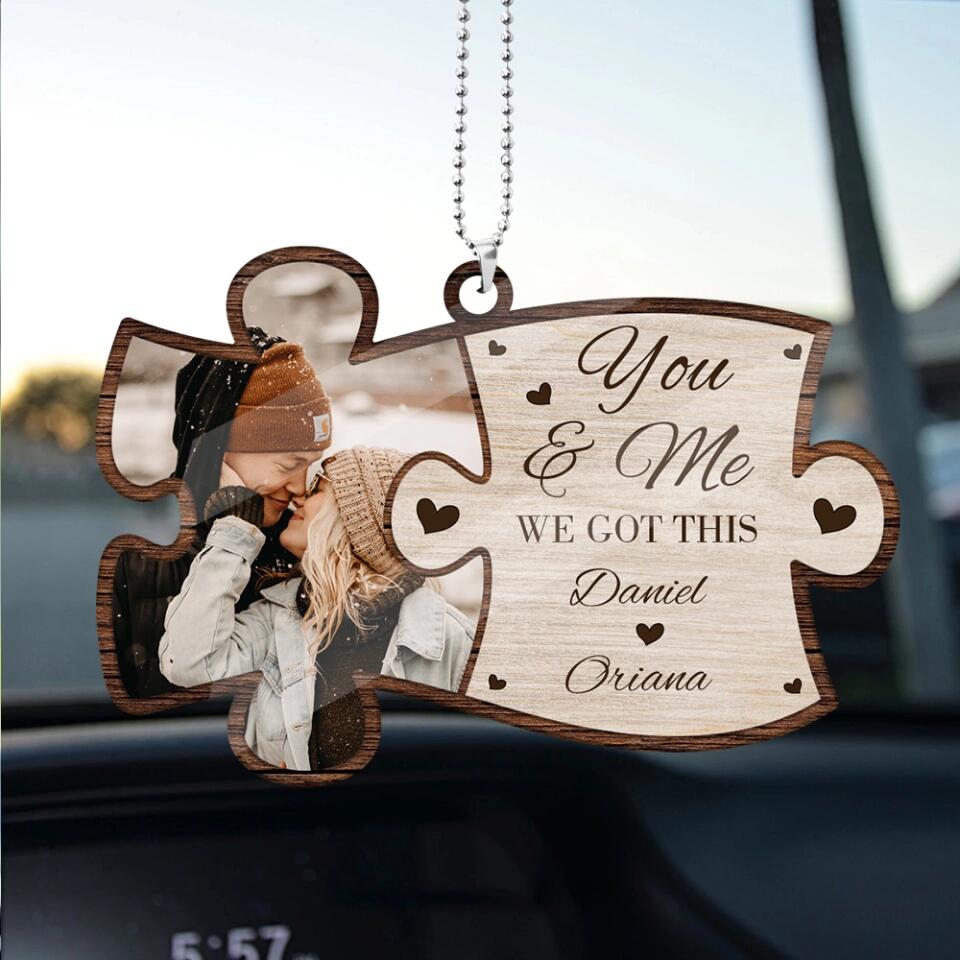 You And Me We Got This Custom Photo and Name Car Wooden Ornament