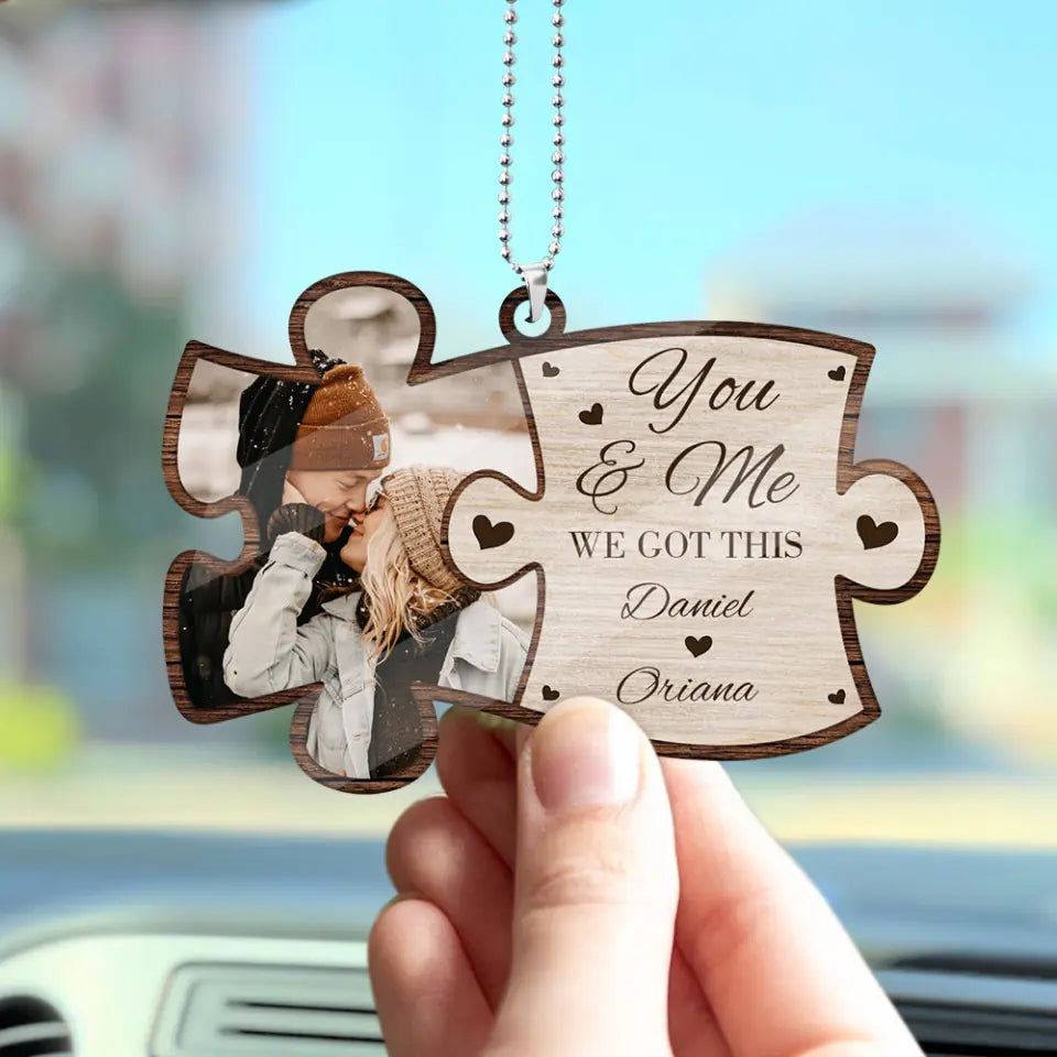You And Me We Got This Custom Photo and Name Car Wooden Ornament