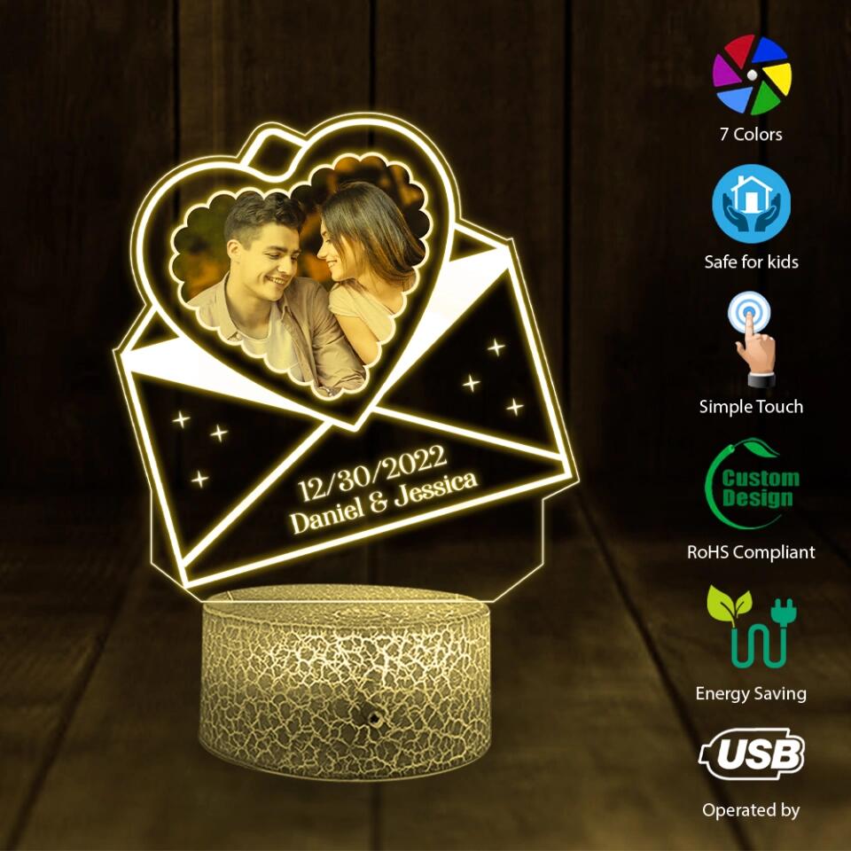 Personalized Valentine Gifts - A Love Letter From Lover - Personalized Upload Photo Printed Night Light