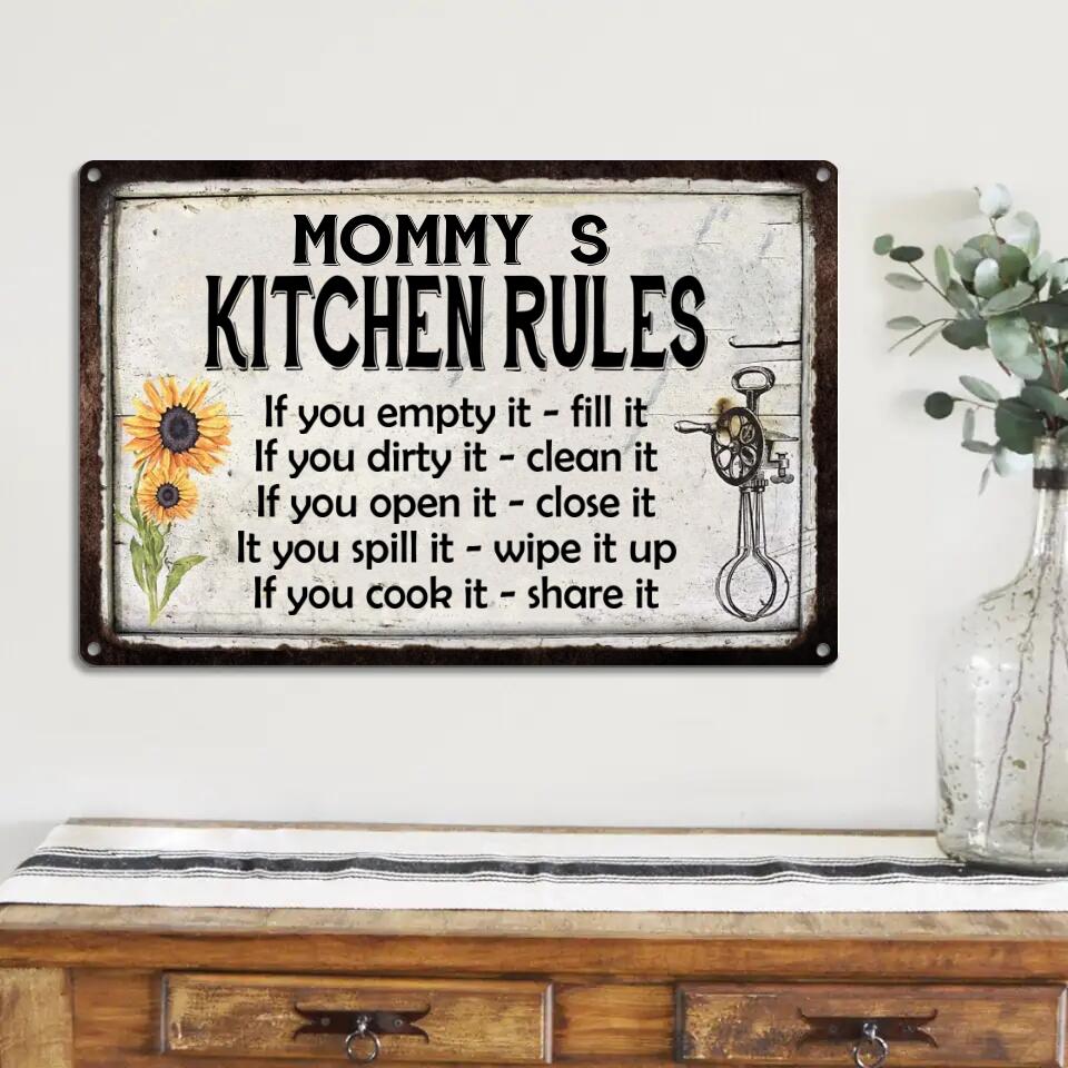 Kitchen Rules Personalized Rules Metal Sign