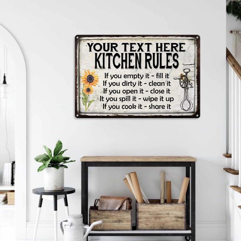 Kitchen Rules Personalized Rules Metal Sign