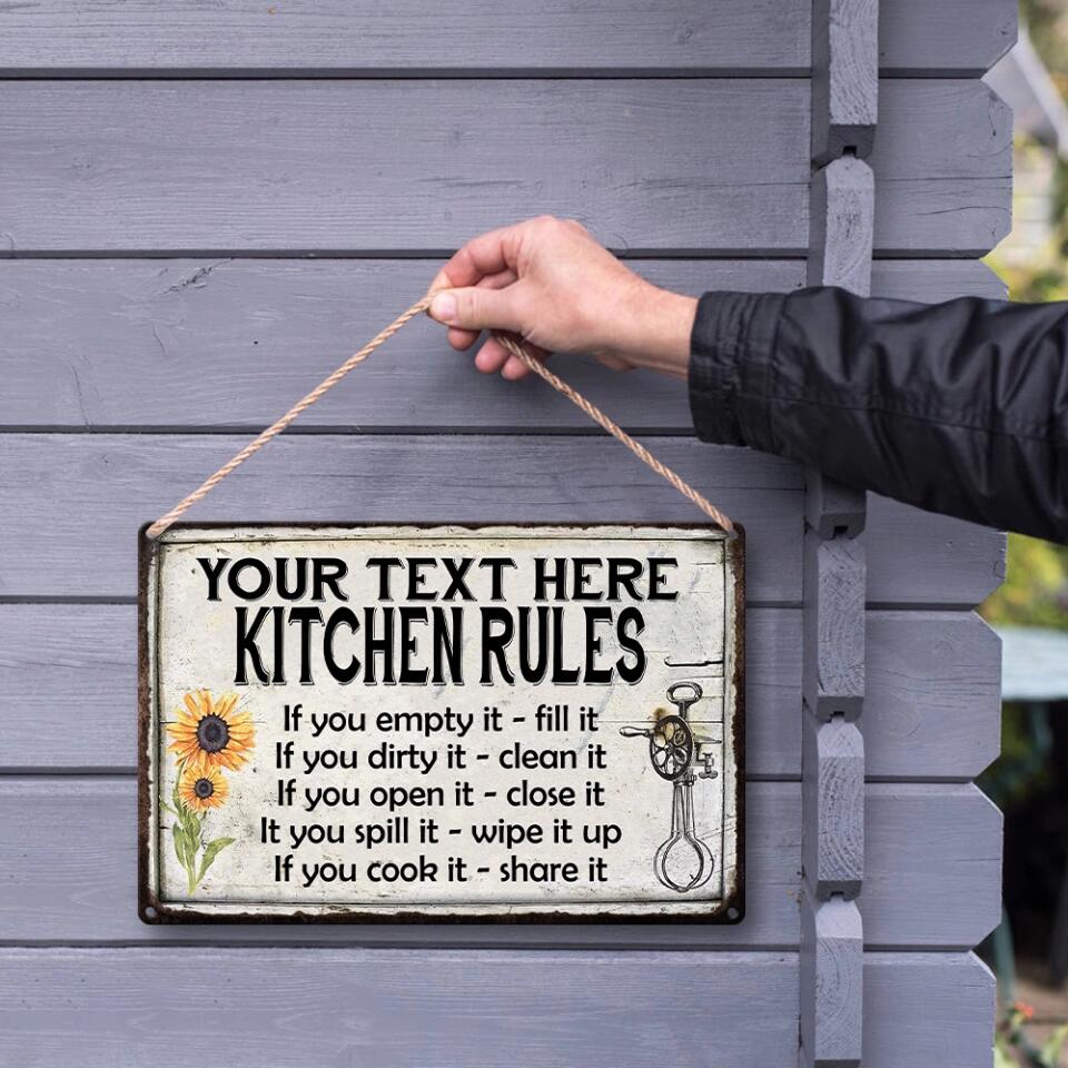 Kitchen Rules Personalized Rules Metal Sign