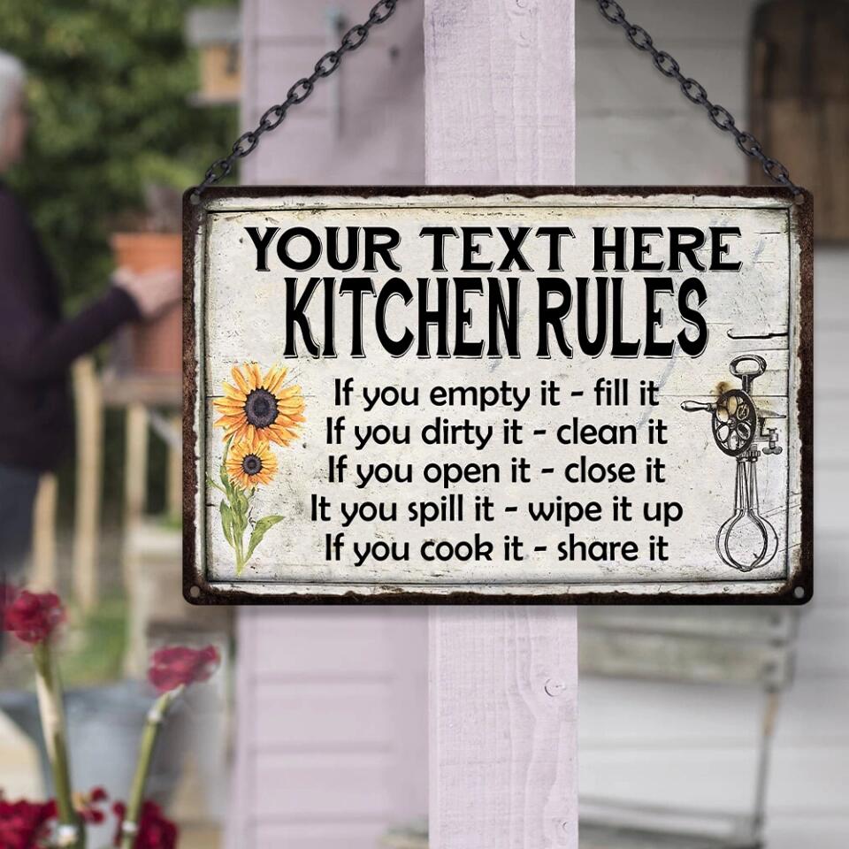 Kitchen Rules Personalized Rules Metal Sign