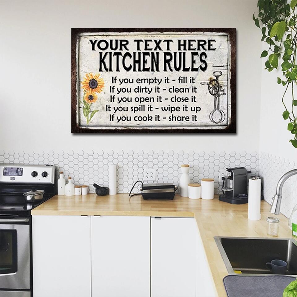 Kitchen Rules Personalized Rules Metal Sign