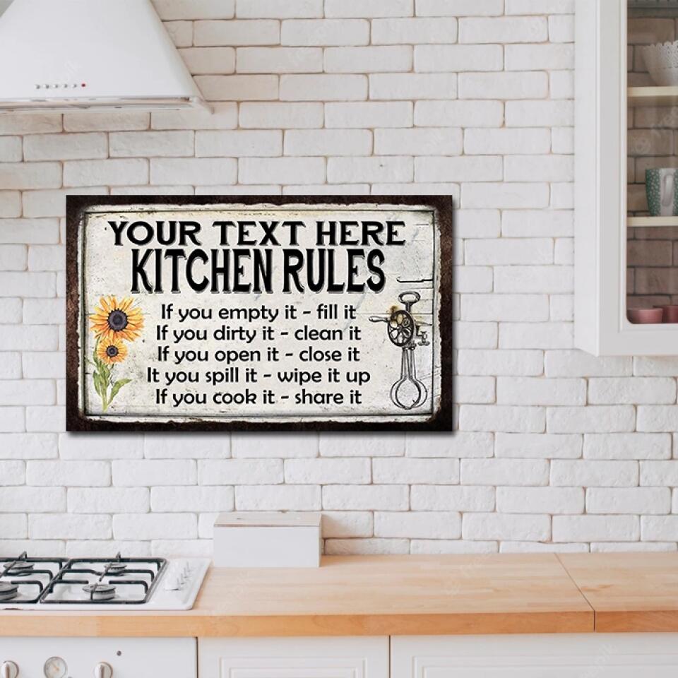 Kitchen Rules Personalized Rules Metal Sign