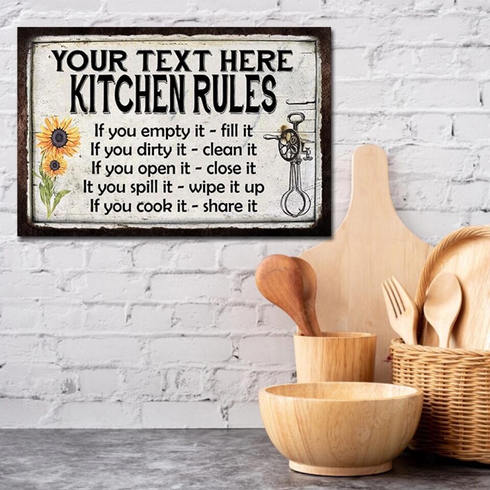 Kitchen Rules Personalized Rules Metal Sign