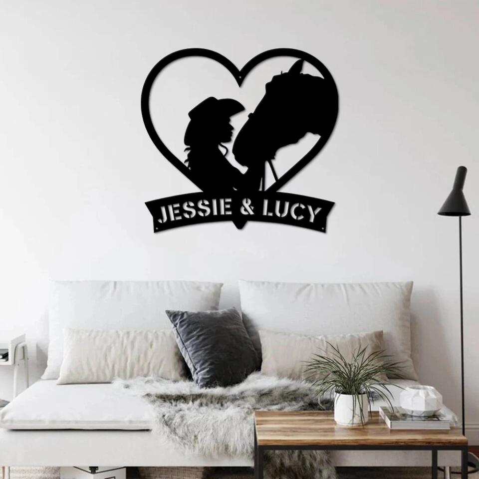 Horse Cowgirl Cowboy Personalized Metal Sign