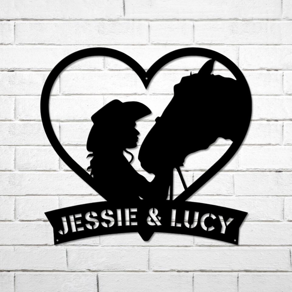 Horse Cowgirl Cowboy Personalized Metal Sign