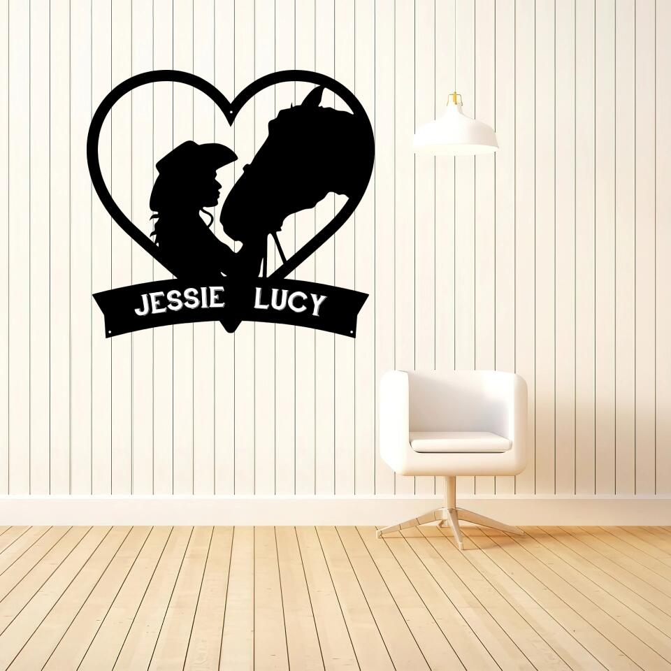 Horse Cowgirl Cowboy Personalized Metal Sign