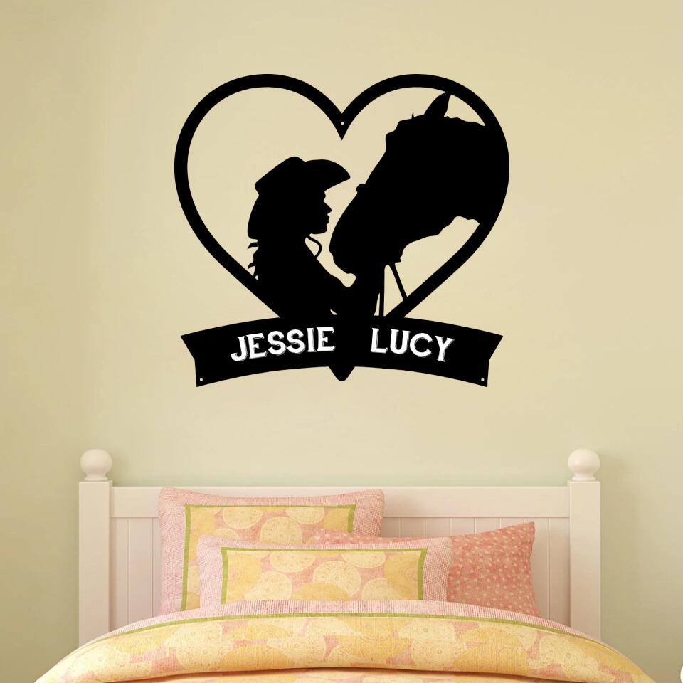 Horse Cowgirl Cowboy Personalized Metal Sign