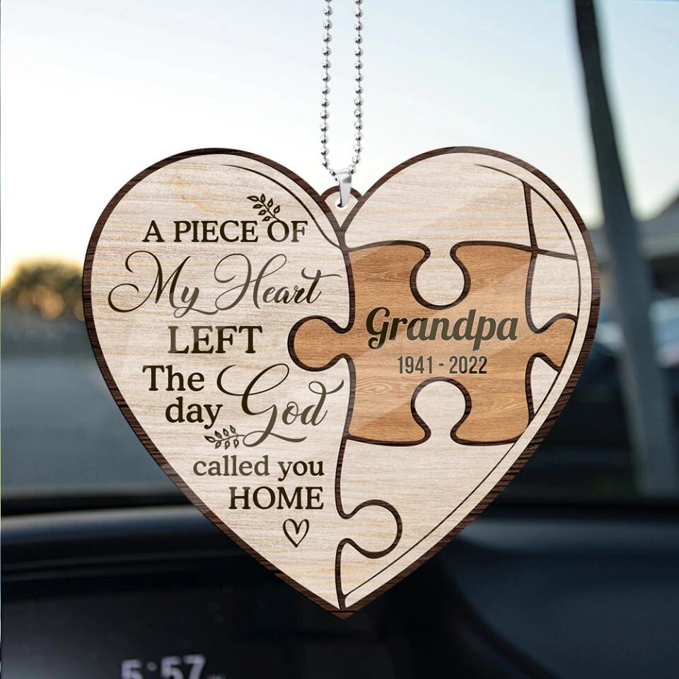 A Piece Of My Heart Left Custom Wooden Ornament Memorial Gift
