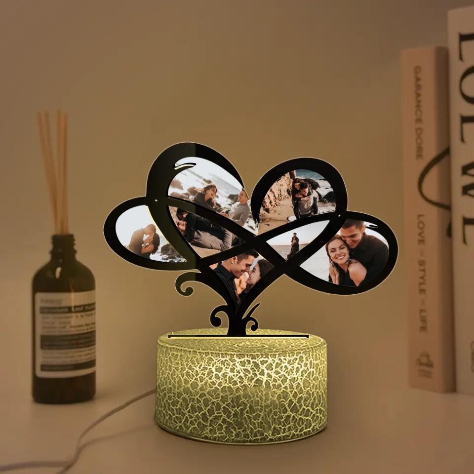 Heart Infinity Shape Custom 3D Light Anniversary Gift For Couple