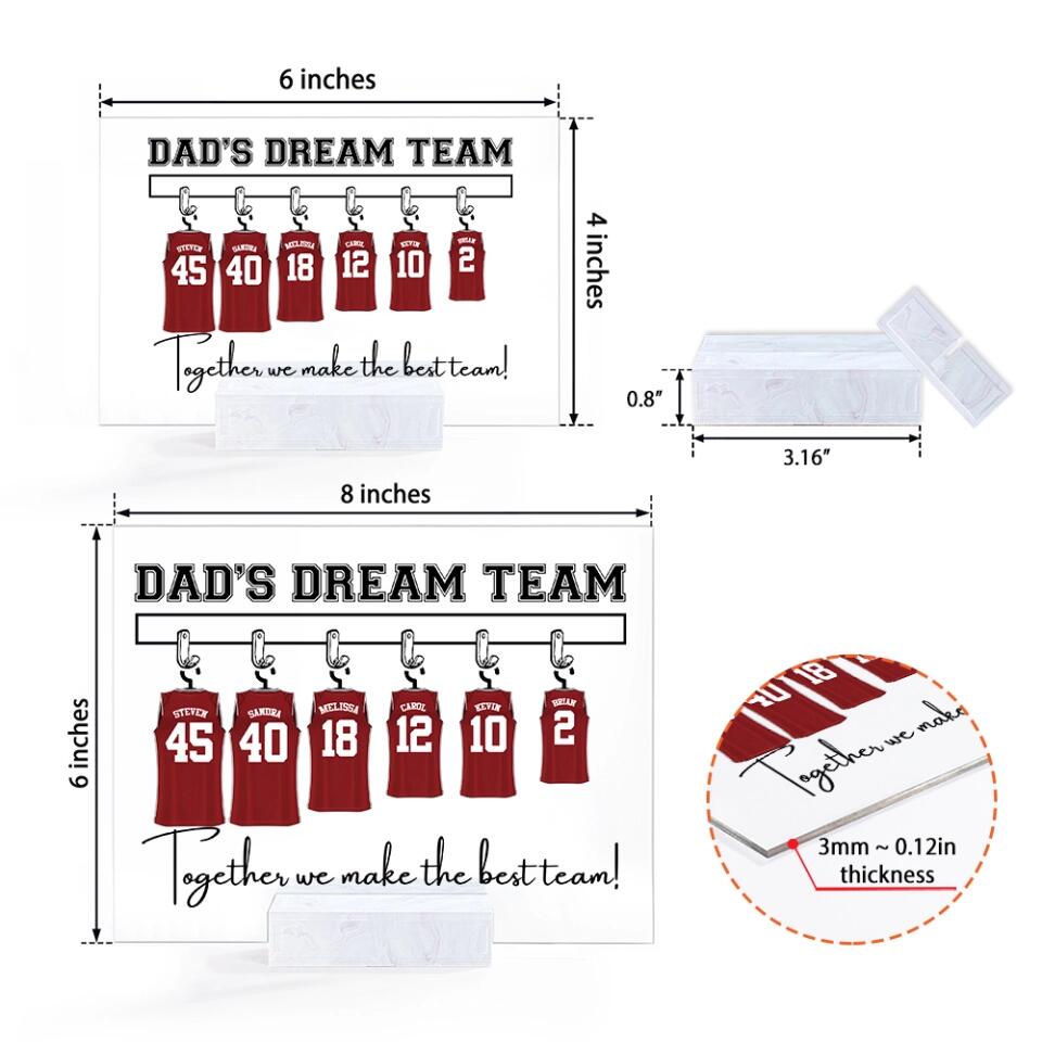 Dad's Basketball Dream Team Custom Acrylic Plaque Gift For Dad