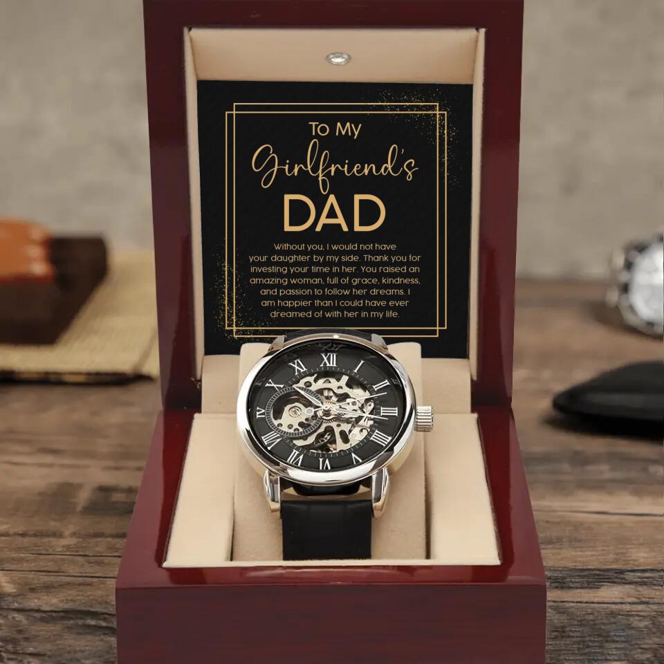 Personalized Valentine Gifts - To My Girlfriend's Dad - Men's Luxury Watch With Box - Gift for Girlfriend's Dad