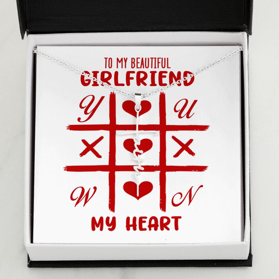 To My Beautiful Girlfriend, My Heart - Custom Name Necklace - Valentine's Day Gift for Girlfriend