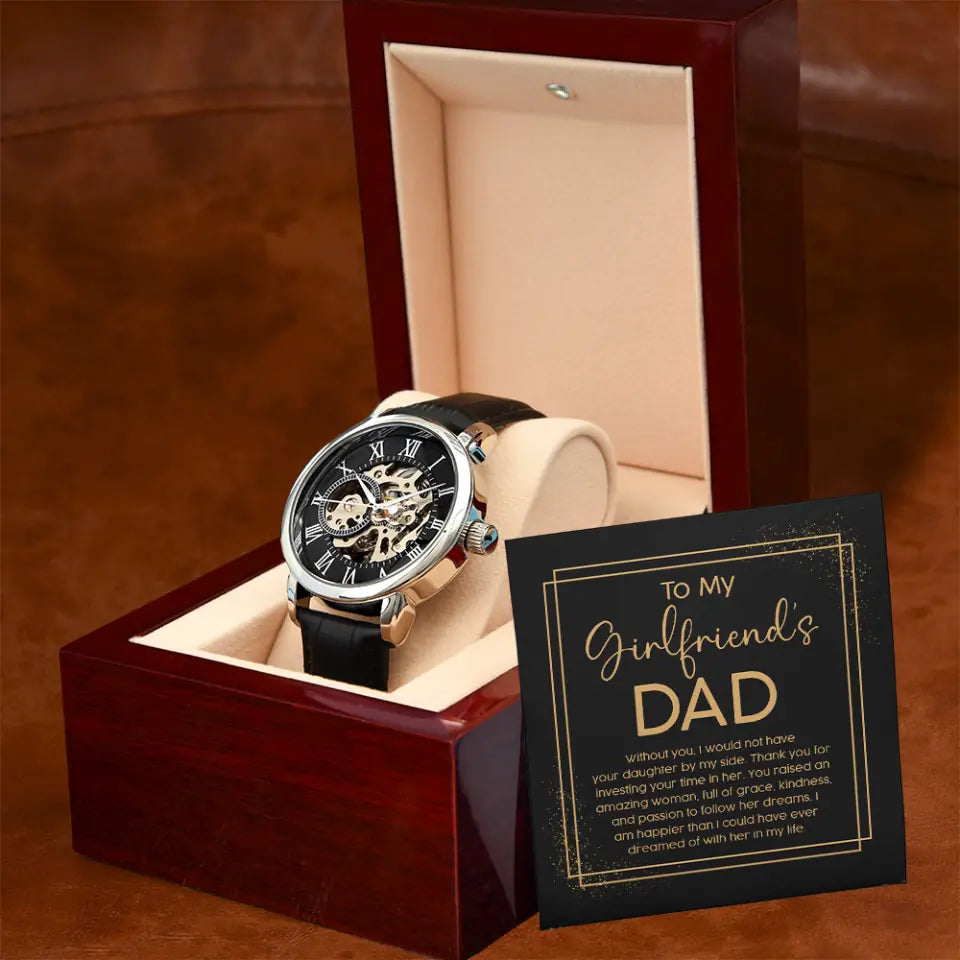 Personalized Valentine Gifts - To My Girlfriend's Dad - Men's Luxury Watch With Box - Gift for Girlfriend's Dad