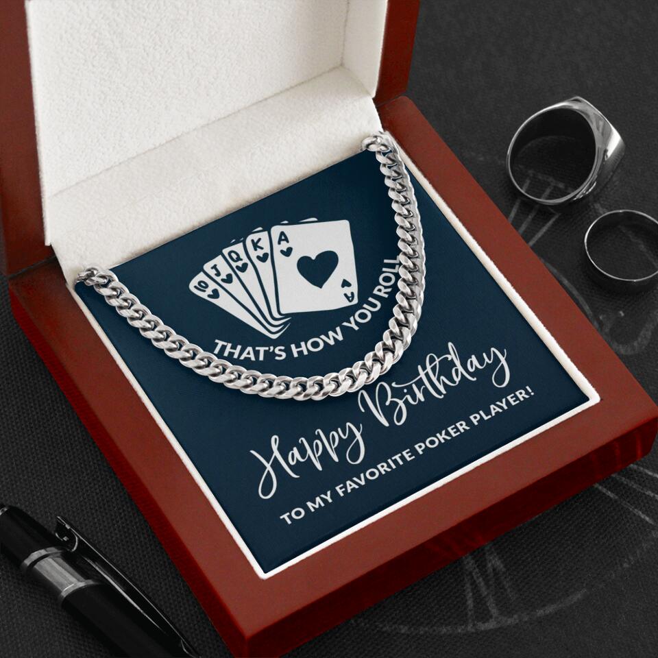 Personalized Valentine Gifts - To My Favorite Poker Player Cuban Link Chain Gift For Poker Lover