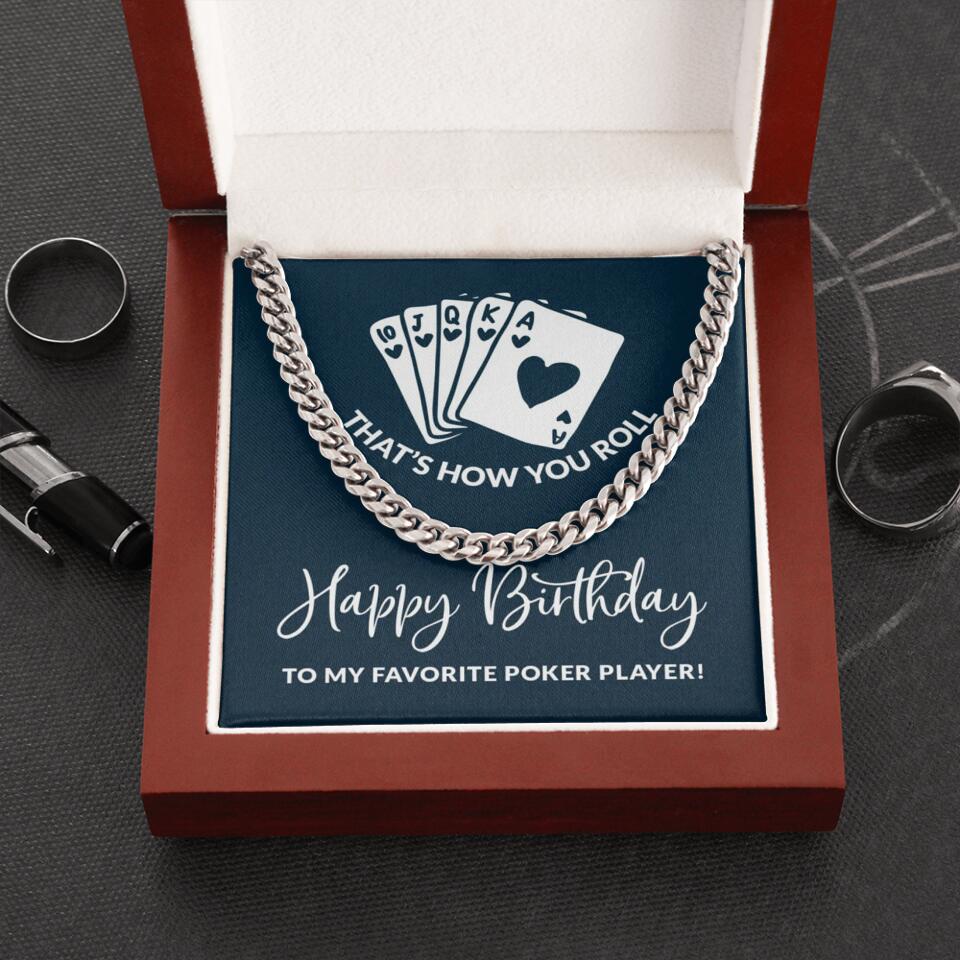 Personalized Valentine Gifts - To My Favorite Poker Player Cuban Link Chain Gift For Poker Lover
