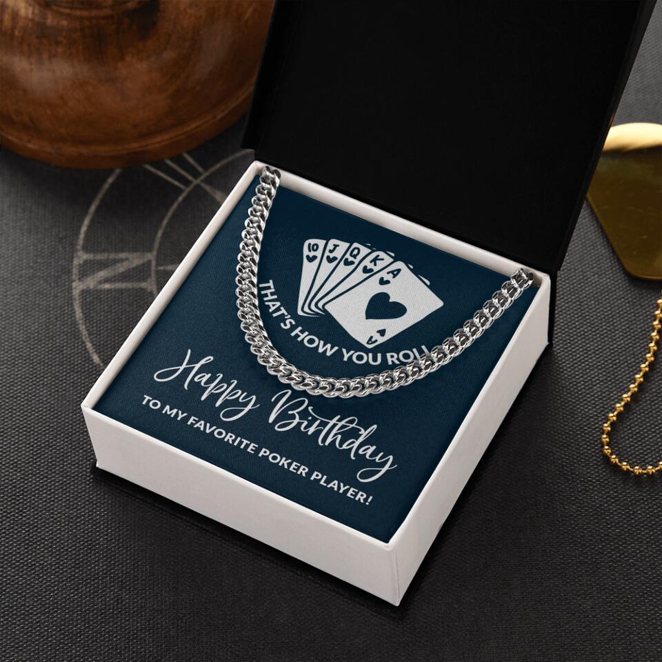 Personalized Valentine Gifts - To My Favorite Poker Player Cuban Link Chain Gift For Poker Lover
