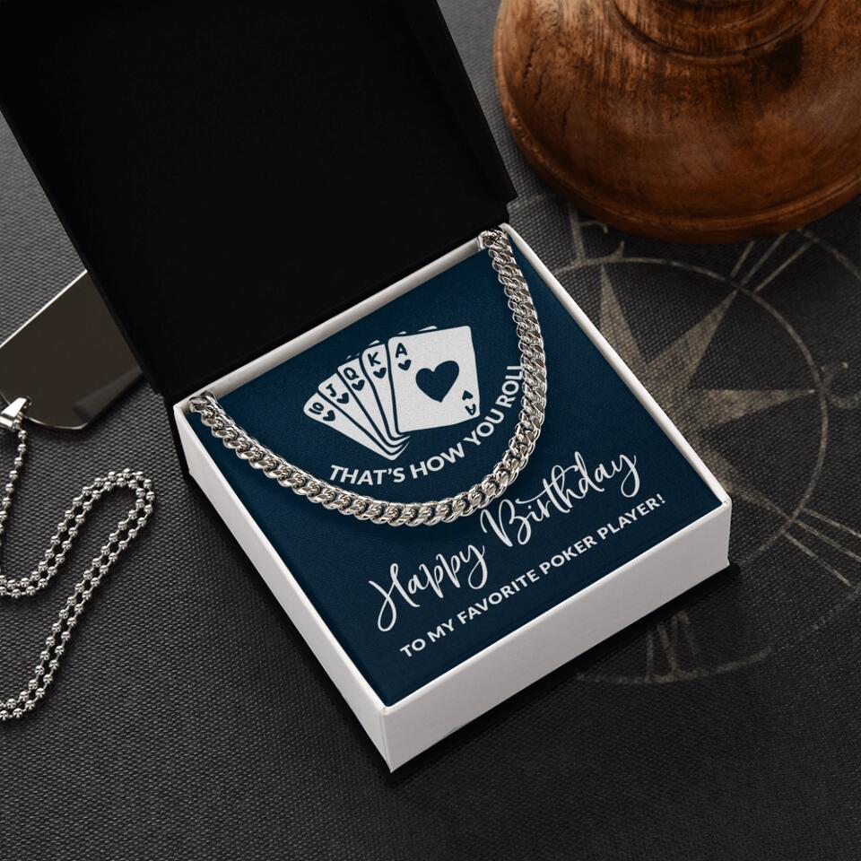 Personalized Valentine Gifts - To My Favorite Poker Player Cuban Link Chain Gift For Poker Lover