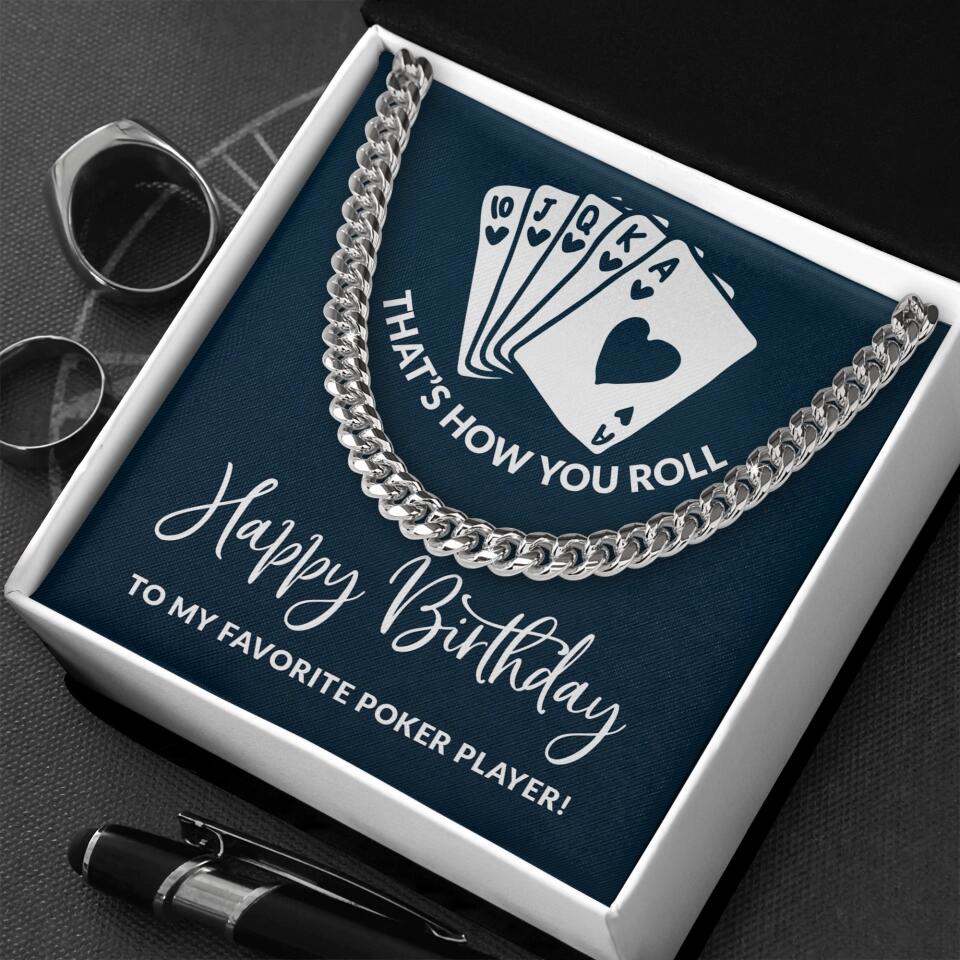 Personalized Valentine Gifts - To My Favorite Poker Player Cuban Link Chain Gift For Poker Lover