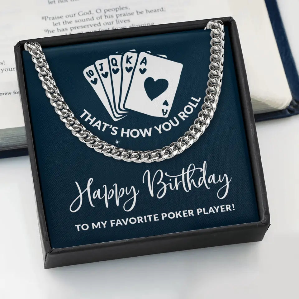 Personalized Valentine Gifts - To My Favorite Poker Player Cuban Link Chain Gift For Poker Lover
