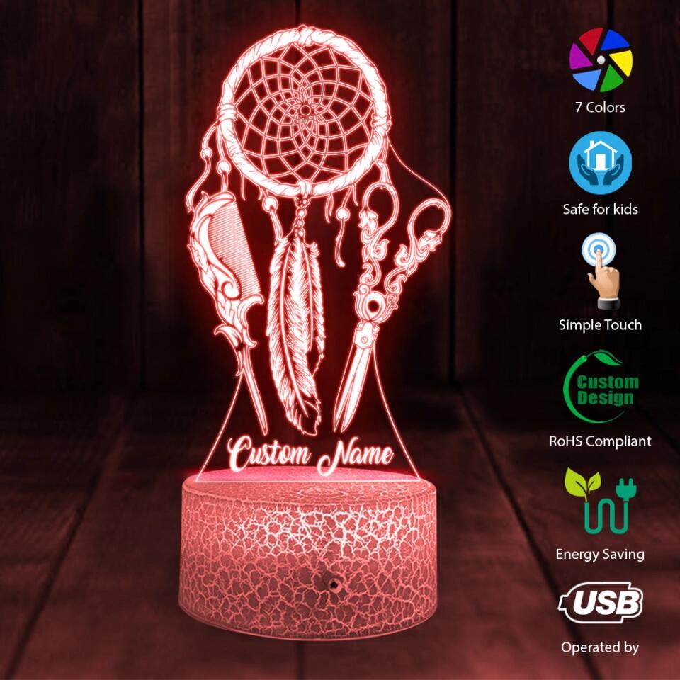 Dreamcatcher Hairstylist - Personalized Led Light - Custom Name - Gift for Hairdresser