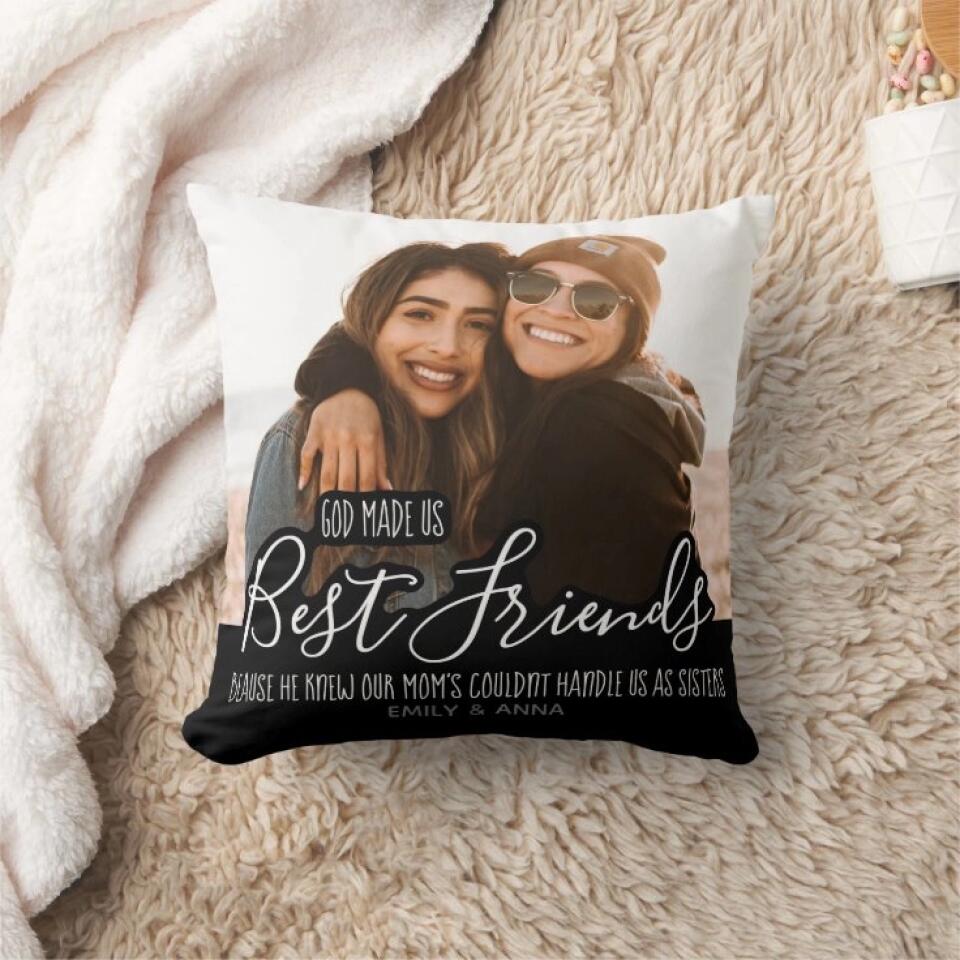God Made Us Best Friends Personalized Square Linen Pillow