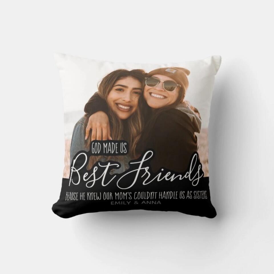 God Made Us Best Friends Personalized Square Linen Pillow