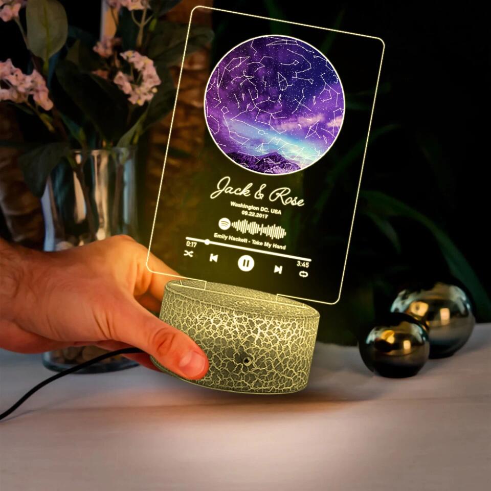 Personalized Valentine Gifts - Custom Star Map With Favorite Song -  Personalized Printed 3D Led Light