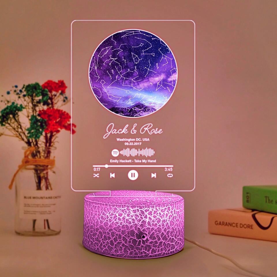 Personalized Valentine Gifts - Custom Star Map With Favorite Song -  Personalized Printed 3D Led Light