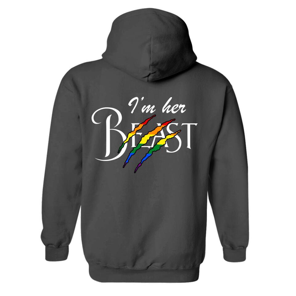 Personalized Valentine Gifts - I'm Her Beast, I'm Her Beauty, Top, Bottom - Hoodie - Gift for Lesbian/Gay Couple