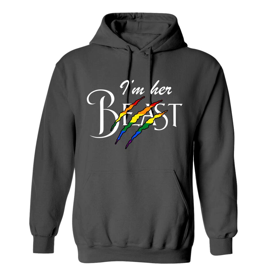 Personalized Valentine Gifts - I'm Her Beast, I'm Her Beauty, Top, Bottom - Hoodie - Gift for Lesbian/Gay Couple