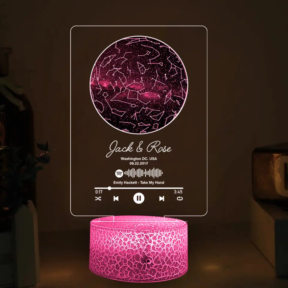 Personalized Valentine Gifts - Custom Star Map With Favorite Song -  Personalized Printed 3D Led Light