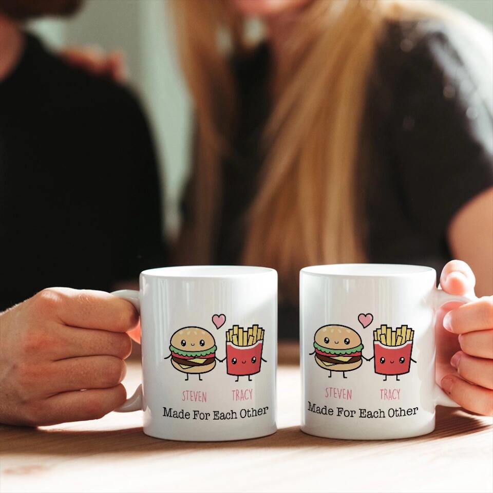 Personalized Valentine Gifts - Cute Food Couple - Avocado Cake Coffee Milk Couples - Personalized Mug - Anniversary Valentine Gift for Couple