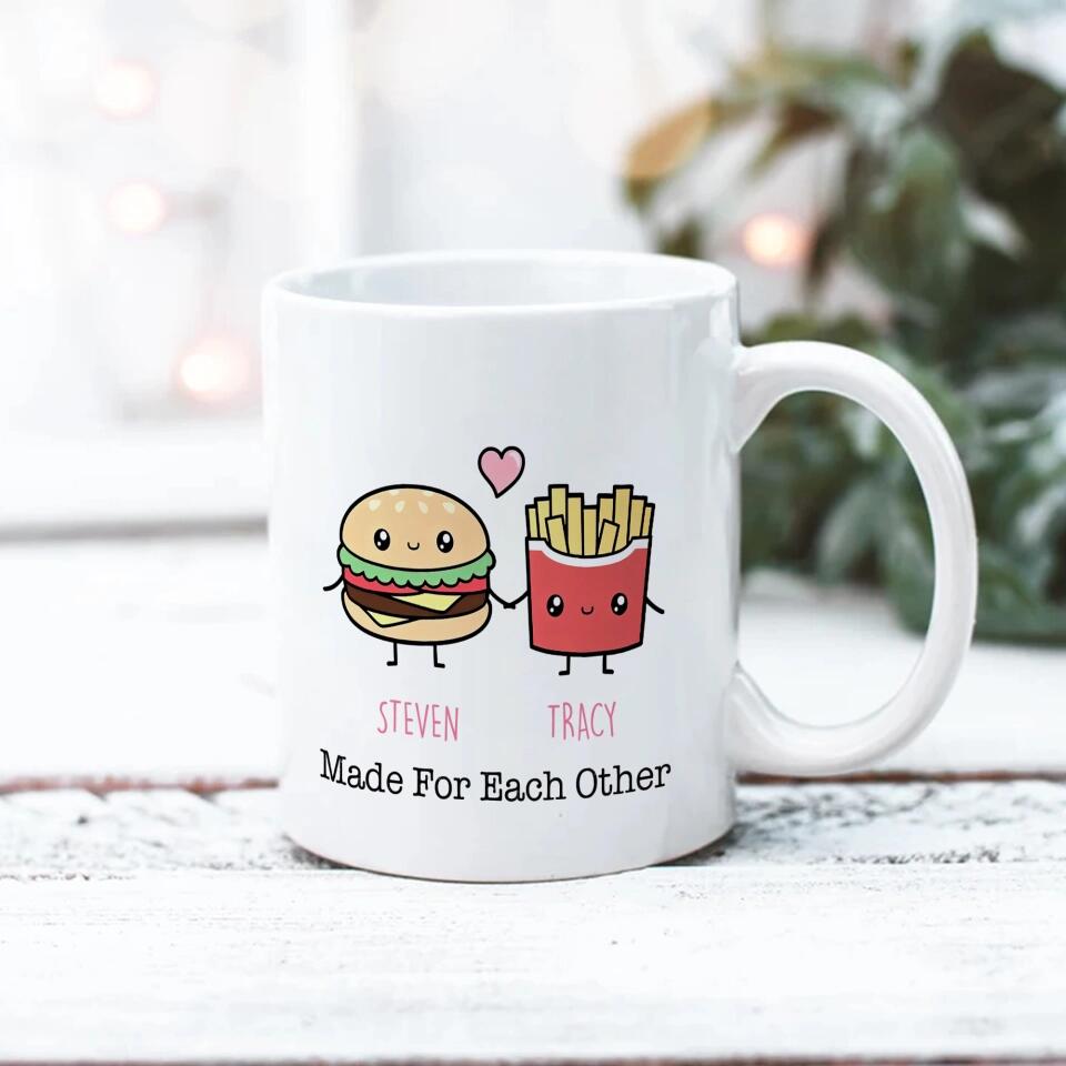 Personalized Valentine Gifts - Cute Food Couple - Avocado Cake Coffee Milk Couples - Personalized Mug - Anniversary Valentine Gift for Couple