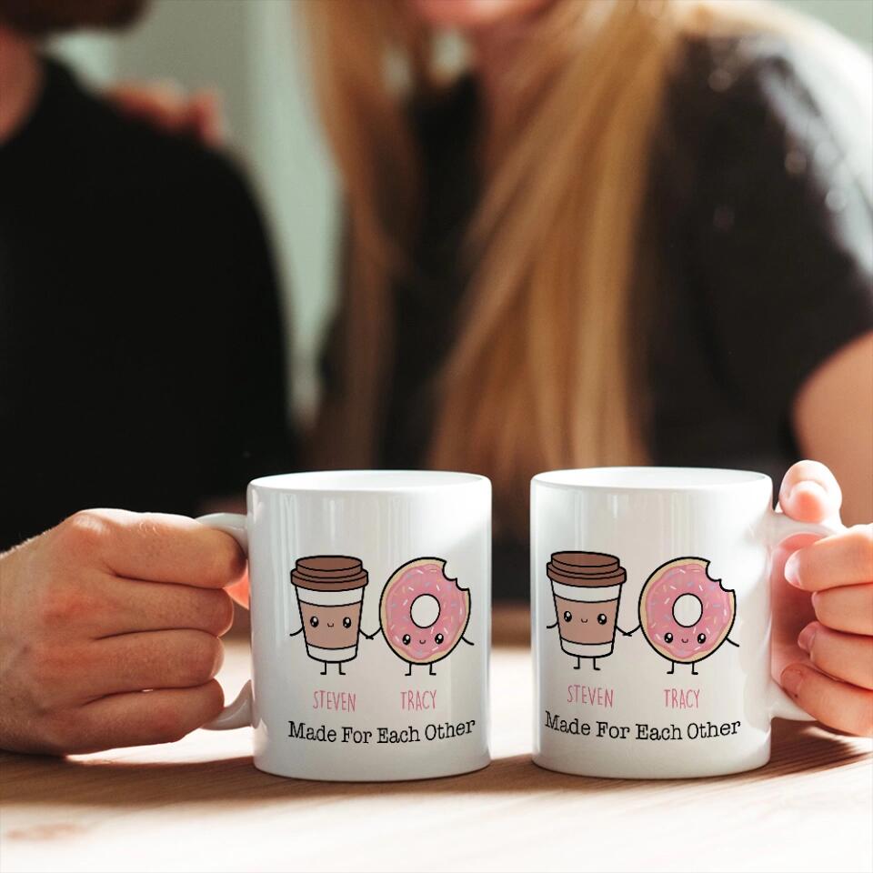 Personalized Valentine Gifts - Cute Food Couple - Avocado Cake Coffee Milk Couples - Personalized Mug - Anniversary Valentine Gift for Couple