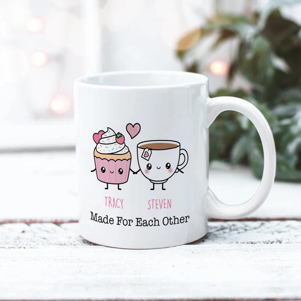 Personalized Valentine Gifts - Cute Food Couple - Avocado Cake Coffee Milk Couples - Personalized Mug - Anniversary Valentine Gift for Couple