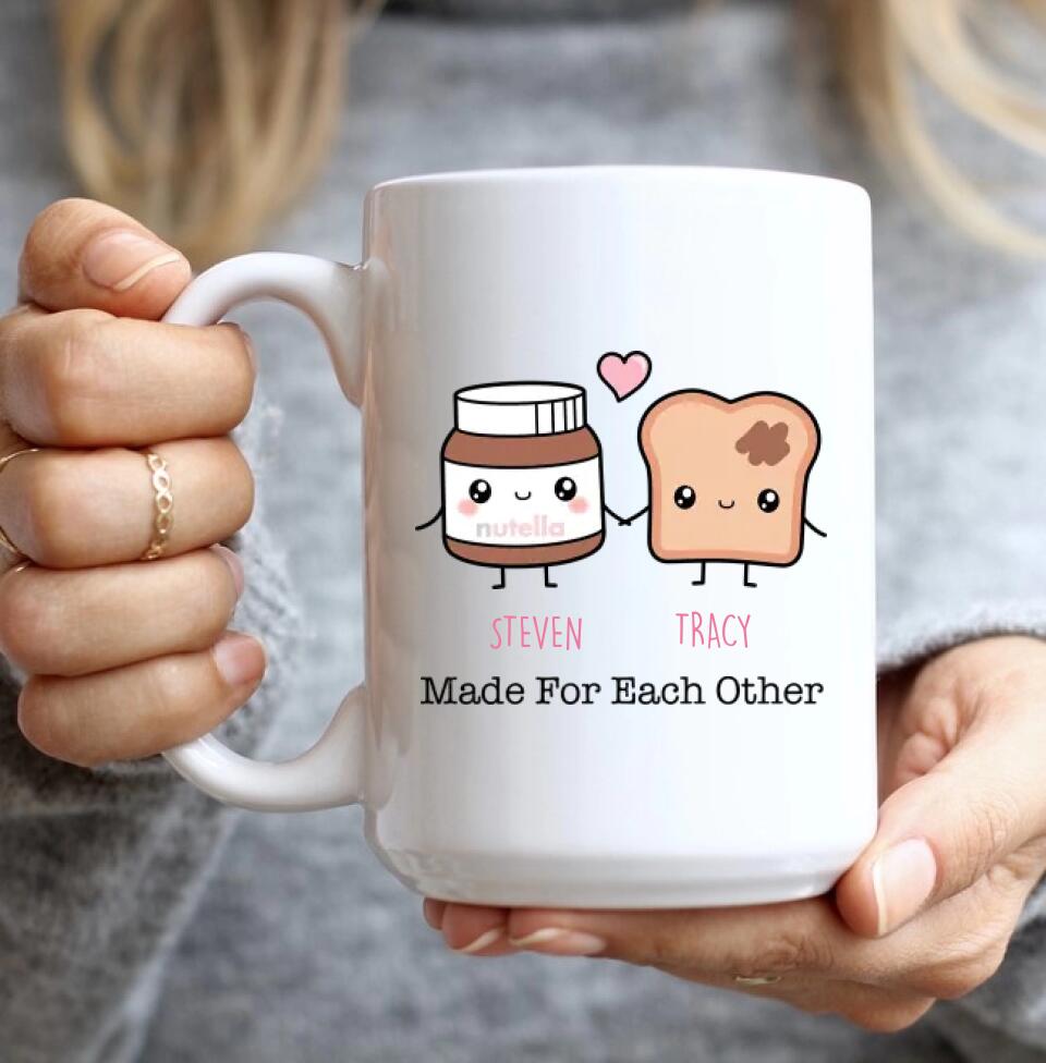 Personalized Valentine Gifts - Cute Food Couple - Avocado Cake Coffee Milk Couples - Personalized Mug - Anniversary Valentine Gift for Couple