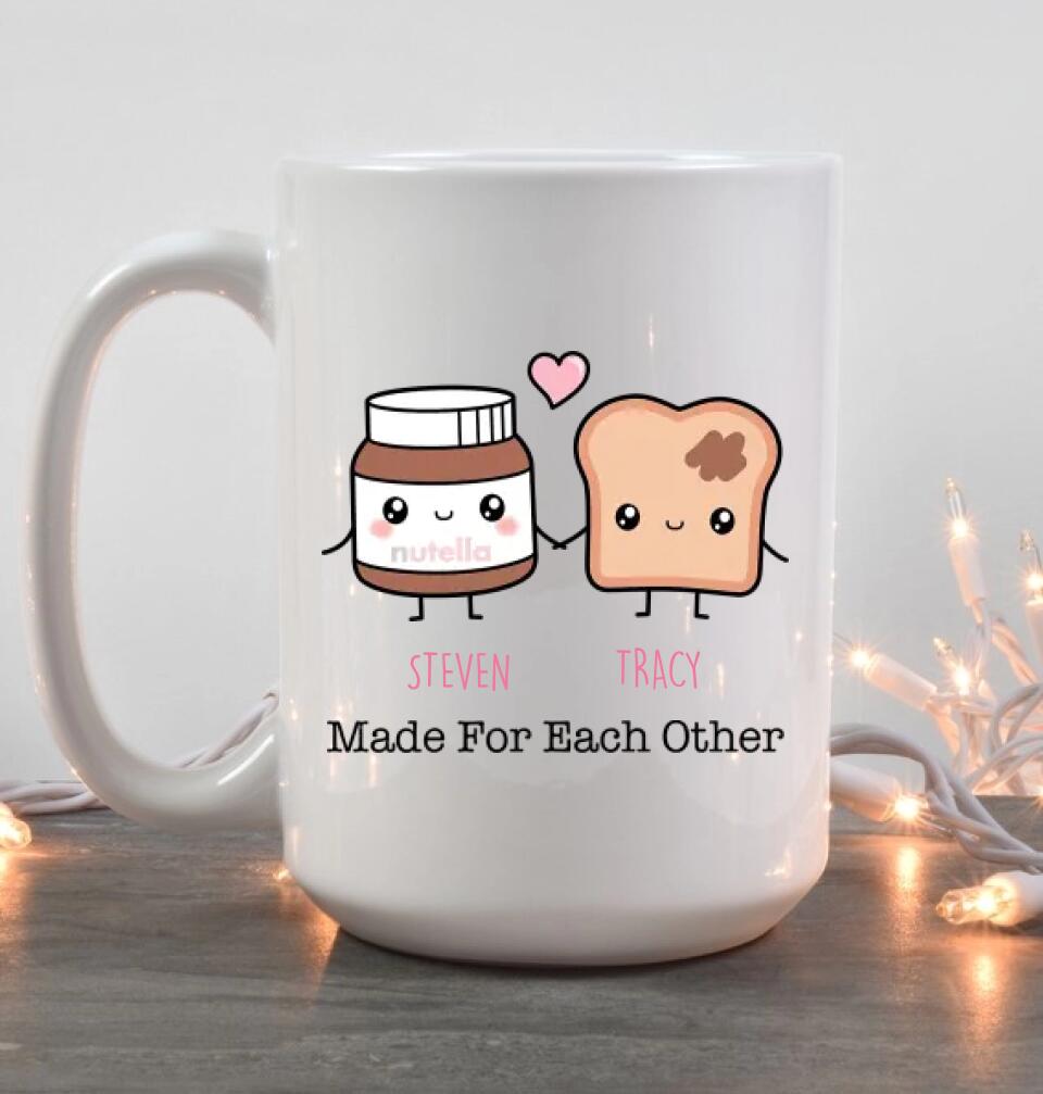 Personalized Valentine Gifts - Cute Food Couple - Avocado Cake Coffee Milk Couples - Personalized Mug - Anniversary Valentine Gift for Couple