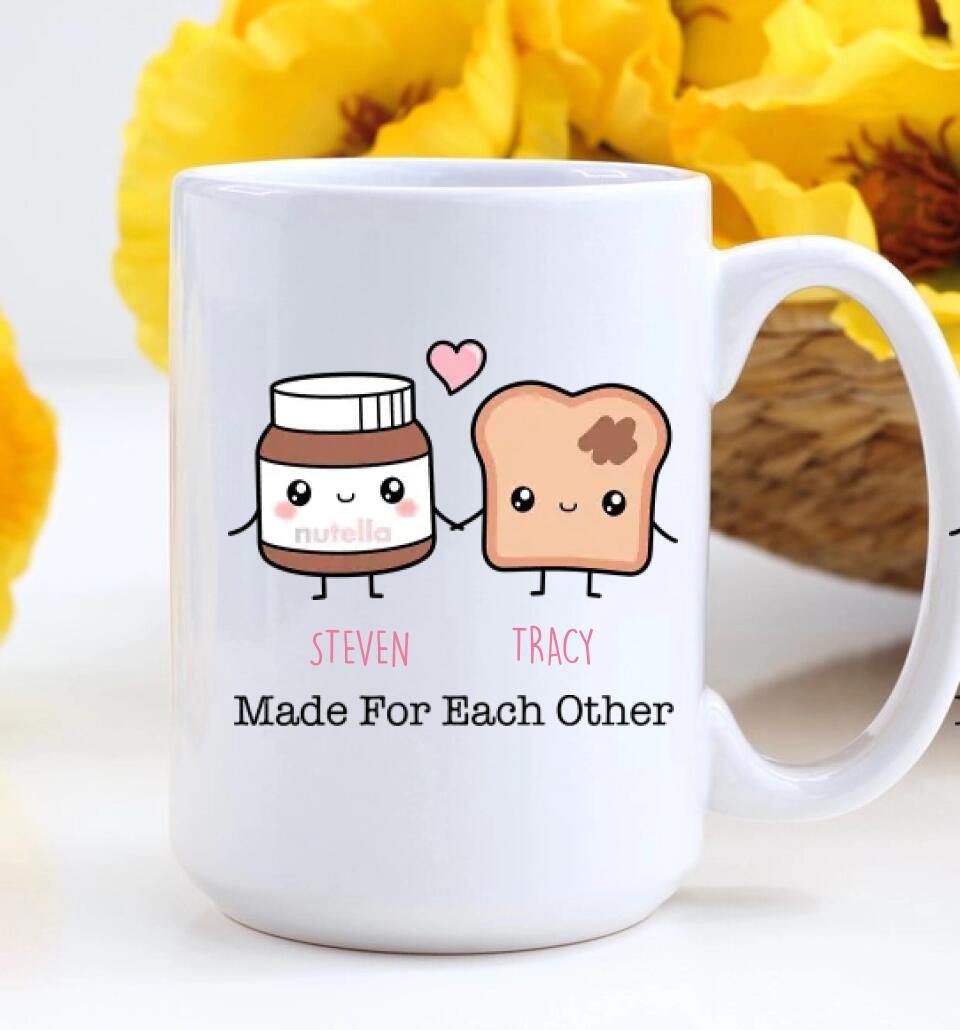 Personalized Valentine Gifts - Cute Food Couple - Avocado Cake Coffee Milk Couples - Personalized Mug - Anniversary Valentine Gift for Couple