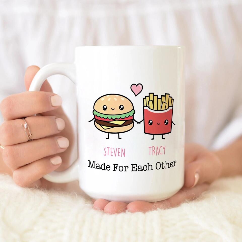 Personalized Valentine Gifts - Cute Food Couple - Avocado Cake Coffee Milk Couples - Personalized Mug - Anniversary Valentine Gift for Couple