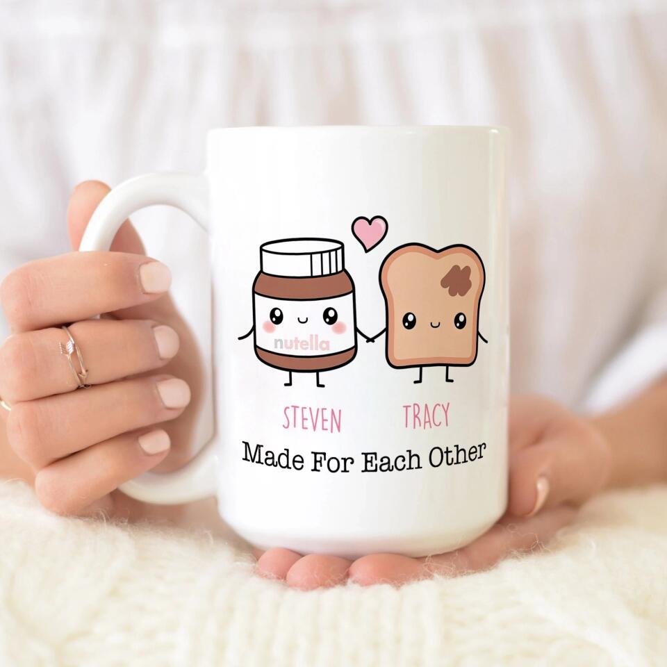 Personalized Valentine Gifts - Cute Food Couple - Avocado Cake Coffee Milk Couples - Personalized Mug - Anniversary Valentine Gift for Couple