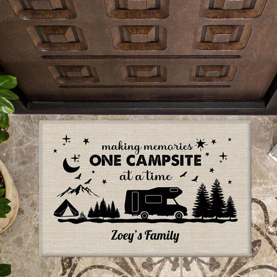 Making Memories One Campsite At A Time - Personalized Doormat - Gift For Camping Lovers Family