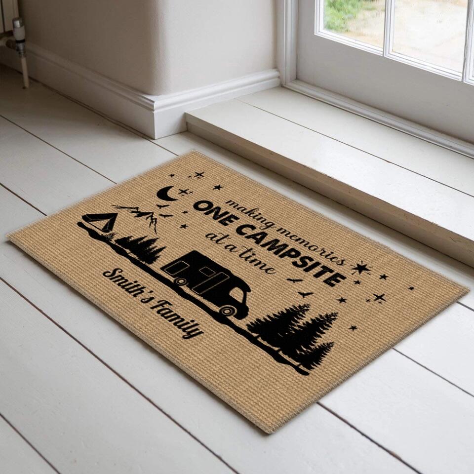 Making Memories One Campsite At A Time - Personalized Doormat - Gift For Camping Lovers Family