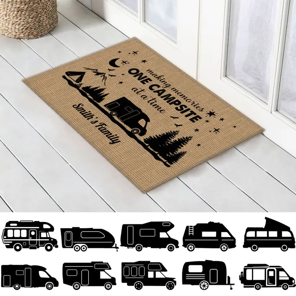 Making Memories One Campsite At A Time - Personalized Doormat - Gift For Camping Lovers Family